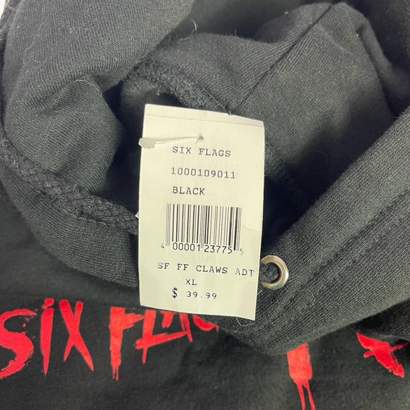 Just Hoods By AWDis Six Flags Fright Fest Long Sleeve Black Hoodie Size XL NWT - Picture 8 of 9